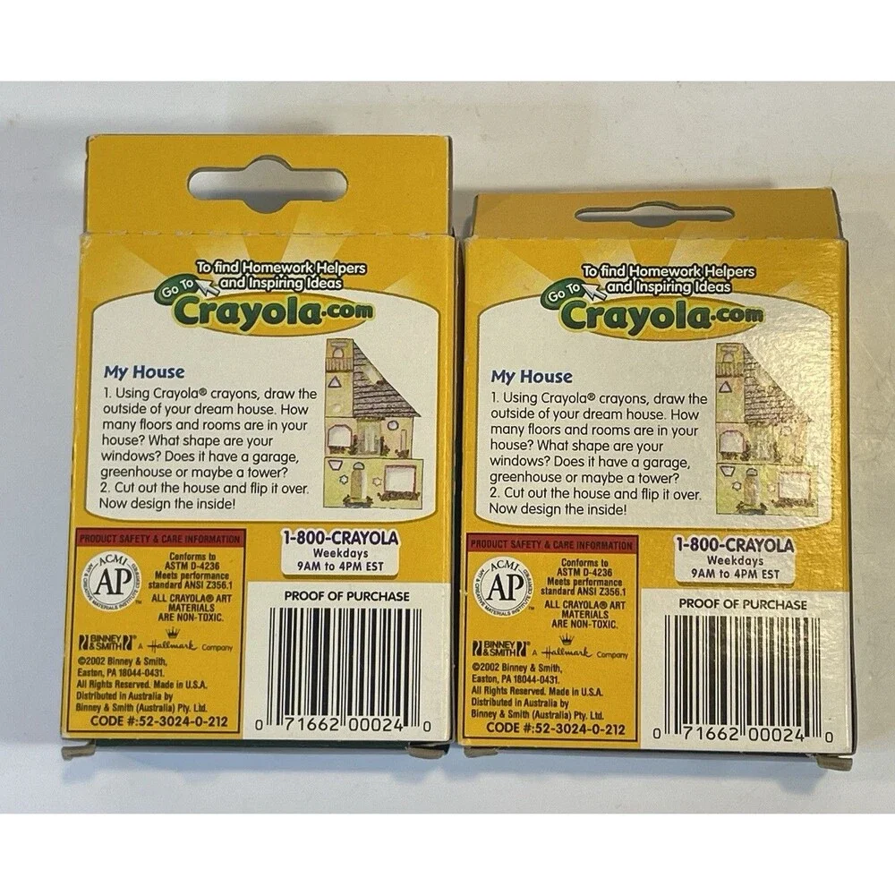 2002 Crayola Crayon 24-Count Lot (2) Retired Dandelion Apricot Cerulean Indigo